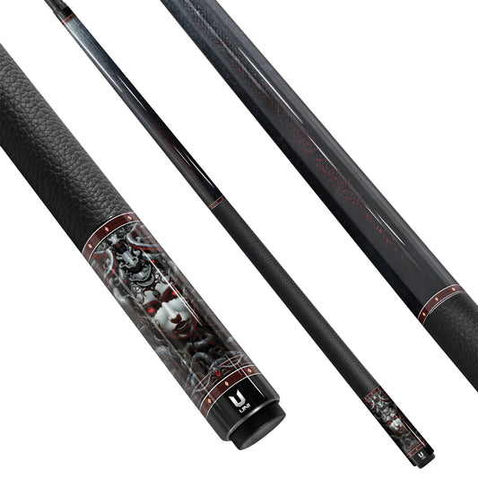 Medusa "Fatal Gaze" Custom Carbon Fiber Billiard Cue - Dark Industrial Gorgon Series - High-Performance Low Deflection Stick - Red Glow Edition