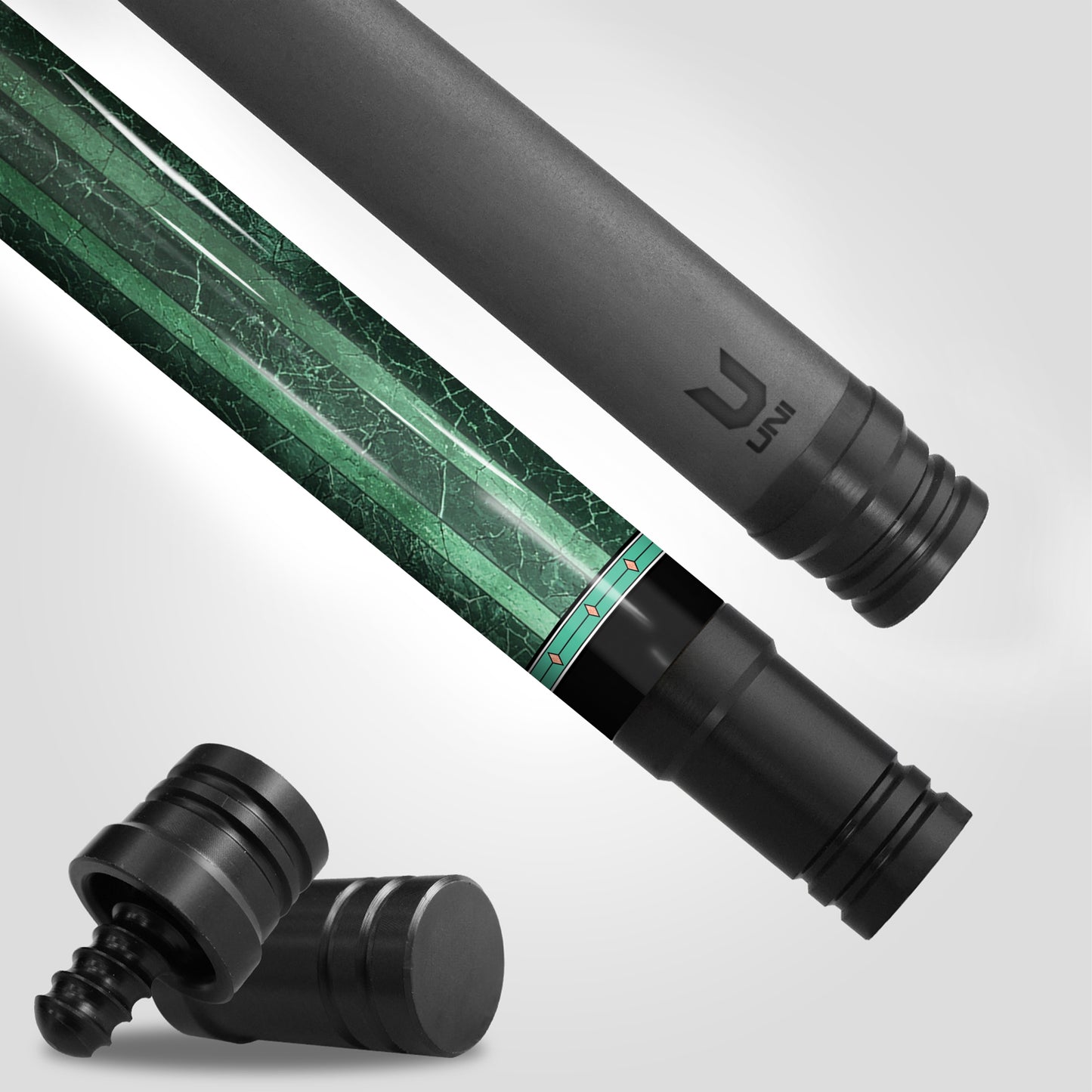 Medusa "Emerald Venom" Custom Carbon Fiber Billiard Cue - High-Performance Low Deflection Stick - Neon Green Gorgon Art & Bold Pink Contrast Grip