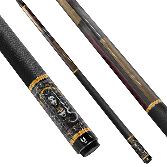 Medusa "The Sanctuary" Custom Carbon Fiber Billiard Cue - Gold & Burgundy Architectural Design - High-Performance Low Deflection Professional Stick