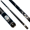 Uni Mother of Pearl Moon Pool Cue | Silver Crane Night Sky Black Lacquer Theme