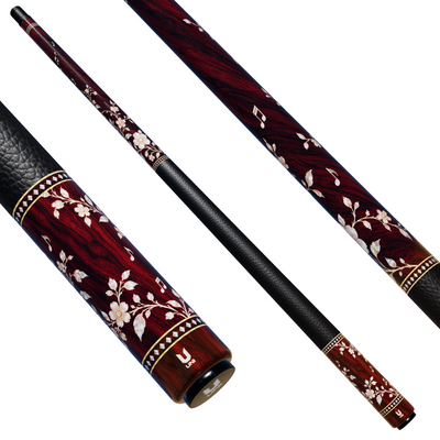 Uni Mother of Pearl Blossom Melody Pool Cue | Pearl Vine Music Note Rosewood Theme