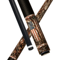 Wowcue Vintage American Flag Glass Fiber Pool Cue | Brick Mural Flag on Cracked Concrete Theme