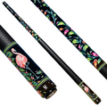 Uni Mother of Pearl Flamingo Pool Cue | Neon Palm Black Lacquer Theme