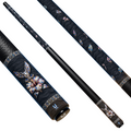 Uni Damascus Steel Hummingbird Pool Cue | Heat-Tinted Cobalt Hibiscus Theme