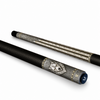 Uni Damascus Steel Wolf Pool Cue | Snarling Silver Wolf on Forged Damascus Theme