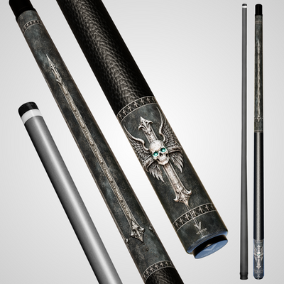 Novera Winged Skull Carbon Fiber Pool Cue | Gothic Elegance