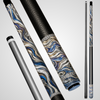 Novera Damascus Steel Pool Cue | Cobalt Silver Ripple Theme