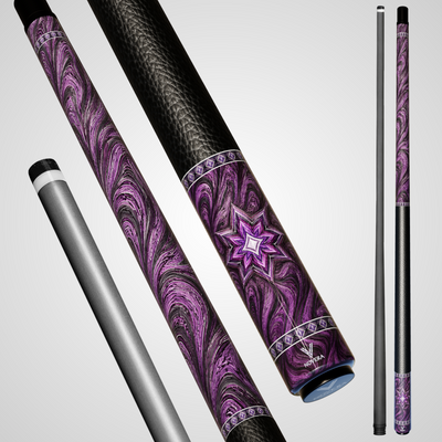 Novera Damascus Steel Star Pool Cue | Amethyst Purple Mosaic Theme