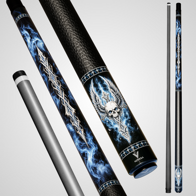 Novera Skull Wings Carbon Fiber Pool Cue | Bold Gothic Elegance