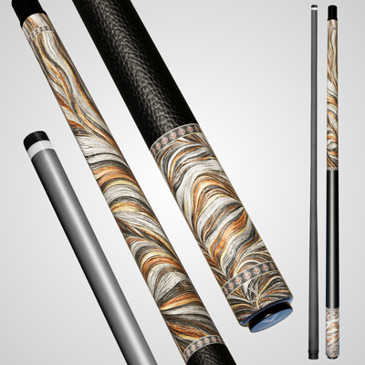 Novera Damascus Steel Feather Pool Cue | Copper Brass Feather Theme