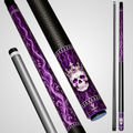 Novera Skull & Crown Pool Cue | Silver Amethyst Baroque Theme