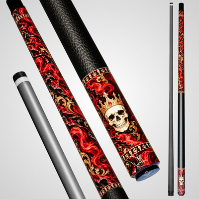 Novera Skull & Crown Pool Cue | Crimson Gold Royal Theme