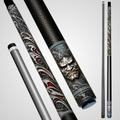 Novera Samurai Mask Pool Cue | Black Steel Silver Tribal Theme