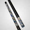 Novera Damascus Steel Pool Cue | Cobalt Silver Ripple Theme