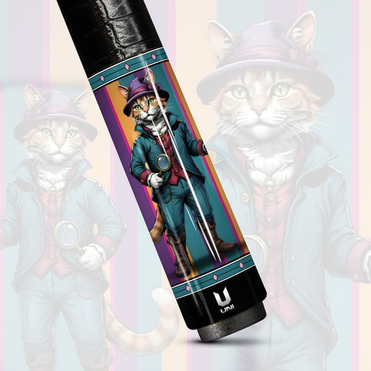Steampunk Gentleman Cat Carbon Fiber Pool Cue - Vintage Luxury & Elite Victorian Style Stick