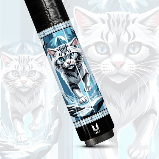 Frozen Predator Snow Cat Carbon Fiber Pool Cue - Ice Blue Ethereal Design Elite Stick
