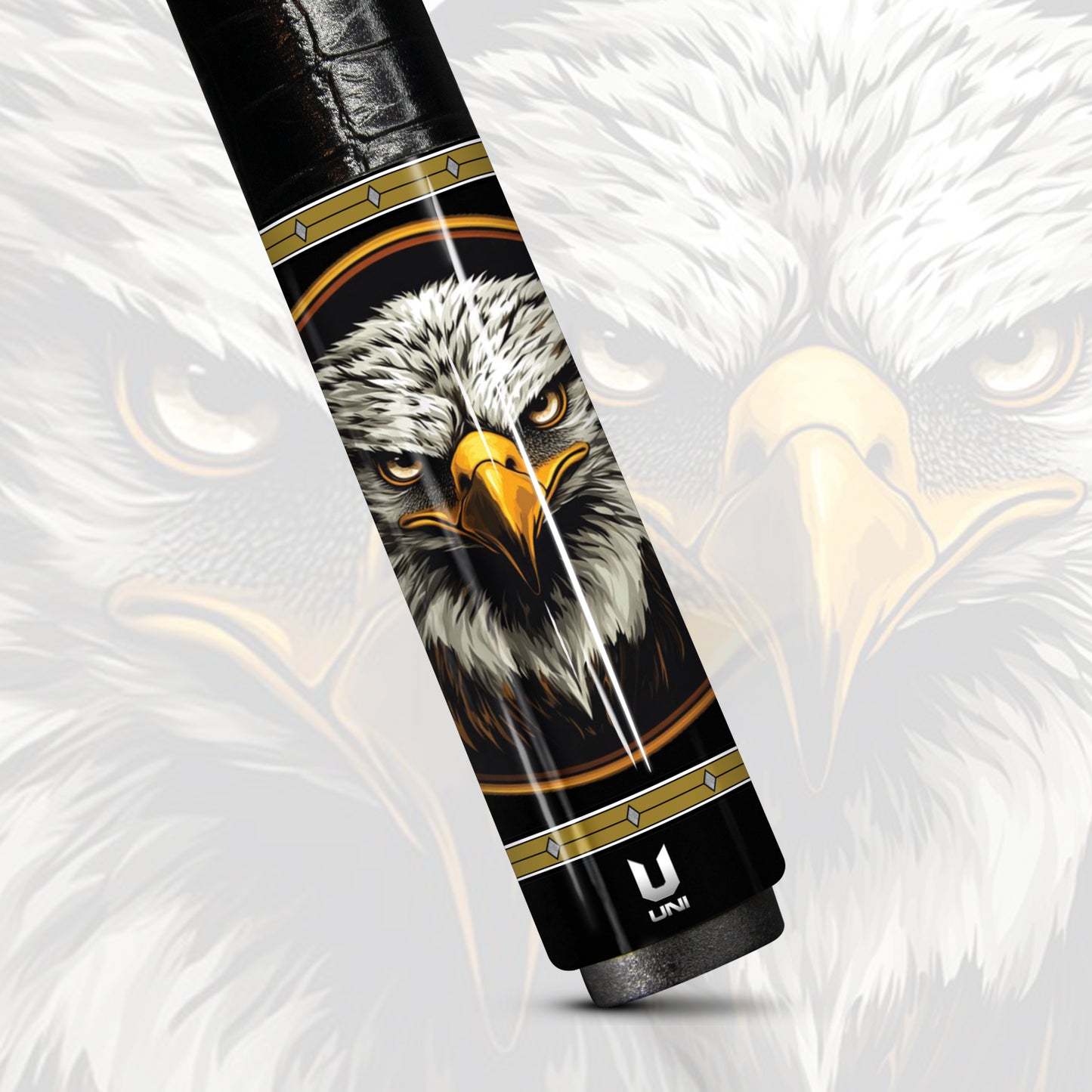 Heritage Timber Eagle Carbon Fiber Pool Cue - Faux Wood Grain Patriotic Art Stick