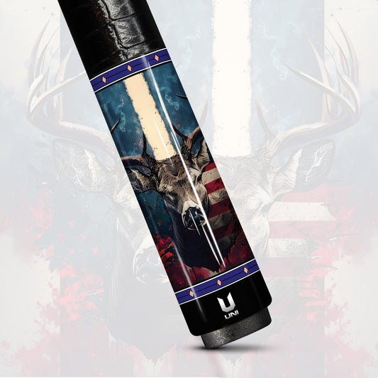 "Majestic Buck" Carbon Fiber Pool Cue – USA Wildlife Edition | Professional Instinct Performance Stick