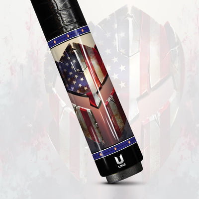 Uni Spartan Patriot Carbon Fiber Pool Cue | Weathered Helmet Design