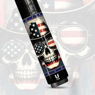 Uni Patriotic Cowboy Carbon Fiber Pool Cue | Western Skull Americana