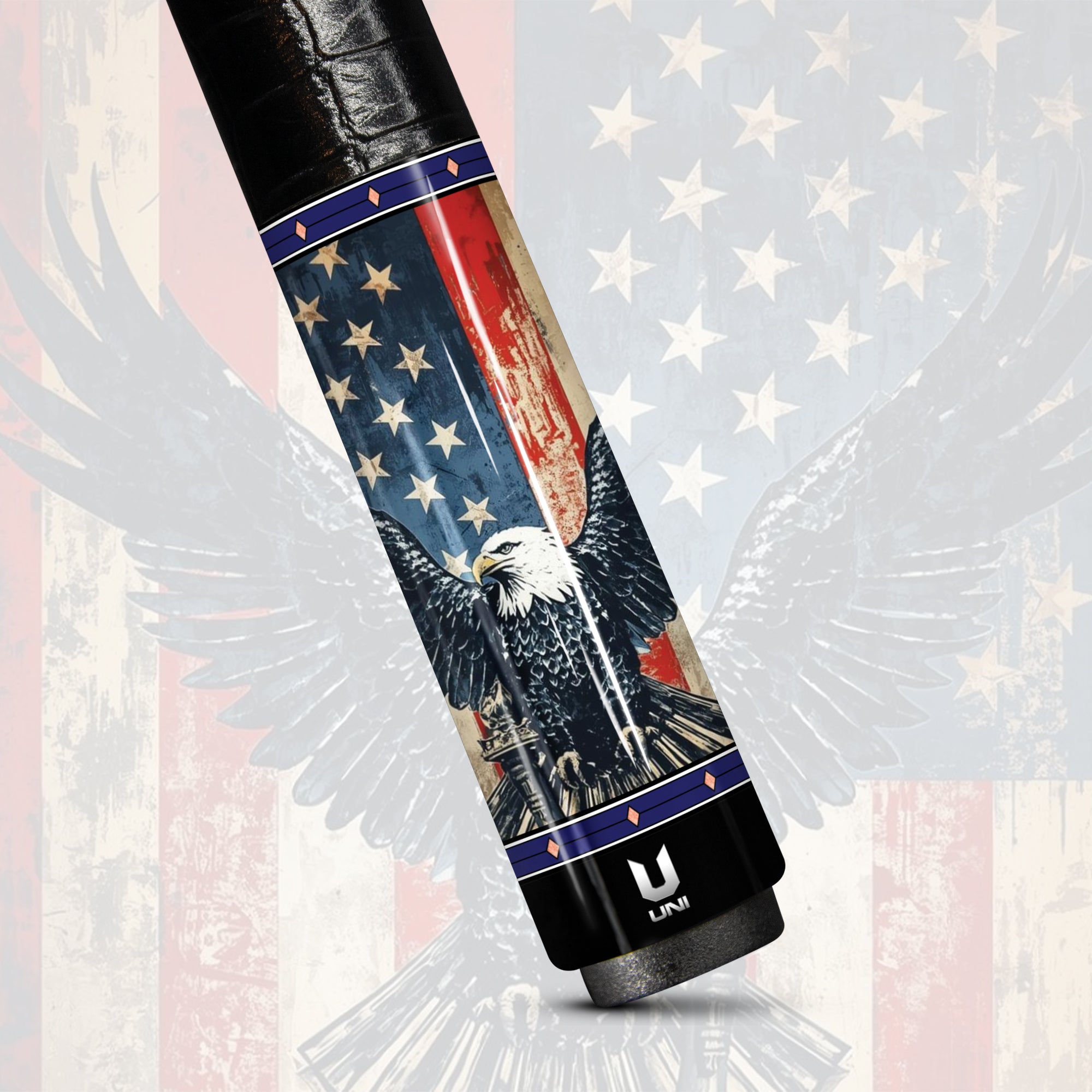American Valor Eagle Carbon Fiber Pool Cue - Patriotic Striker Series Art Stick