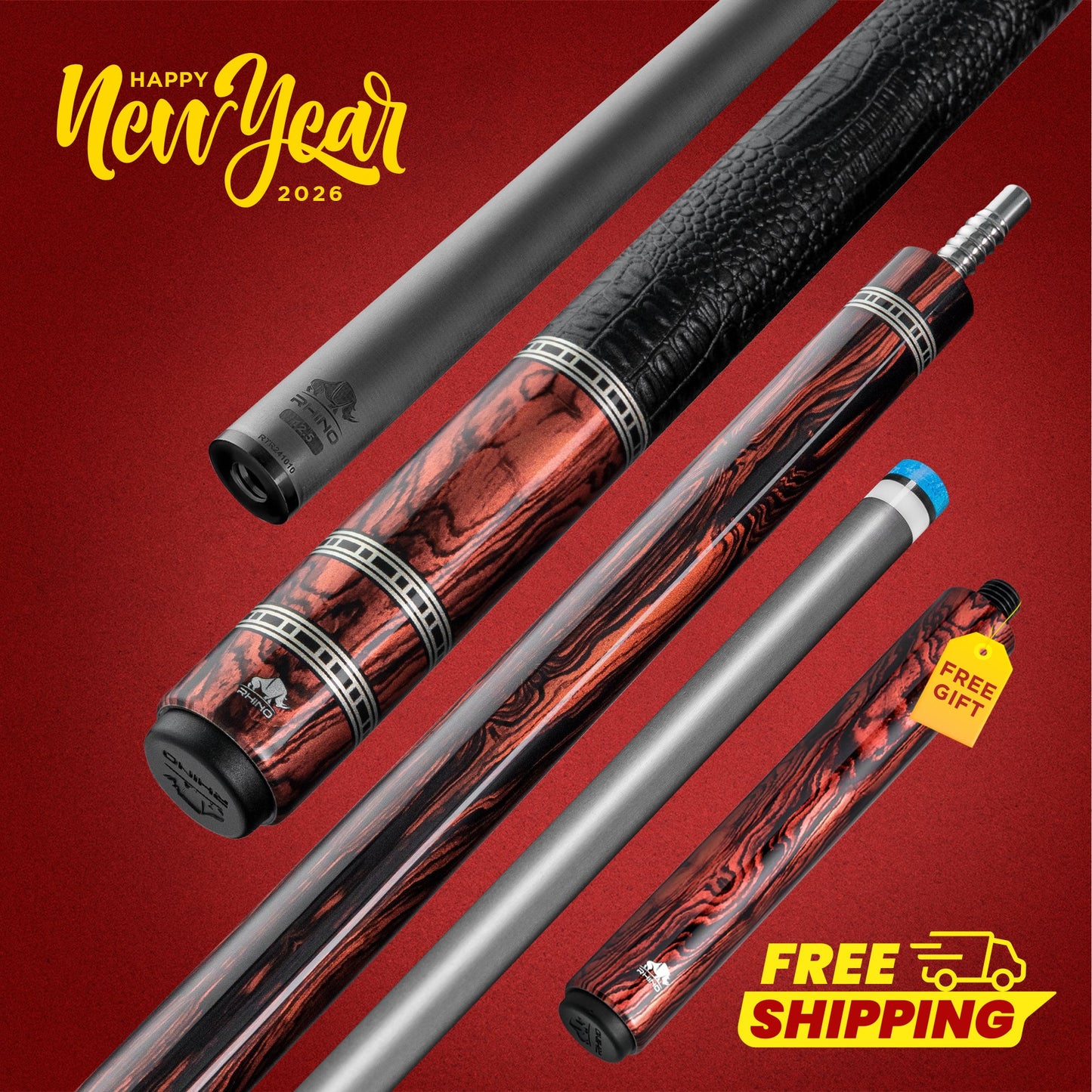 Rhino RETRÔ Pool Cue - Cocobolo - Crocodile Embossed Microfiber Leather Wrap.jpg