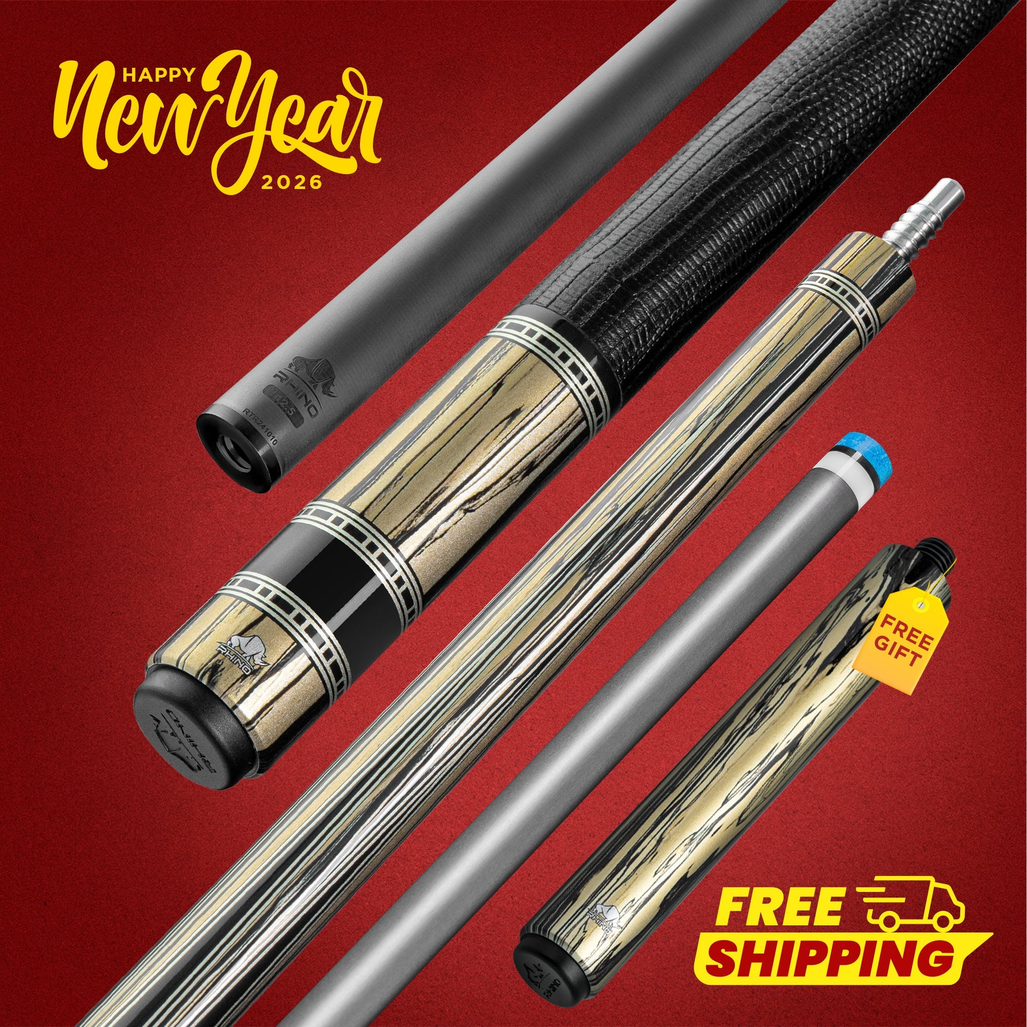 Rhino RETRÔ Pool Cue - Pale Moon Ebony - Lizard Embossed Microfiber Leather Wrap & Point.jpg