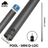Rhino - 30" / Mini Q-loc F/U Carbon Pool Cue Single Shaft