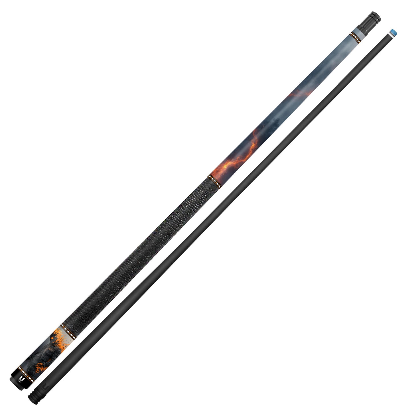 Inferno Fire Ghost Rider Carbon Fiber Pool Cue - Flaming Biker Art Stick