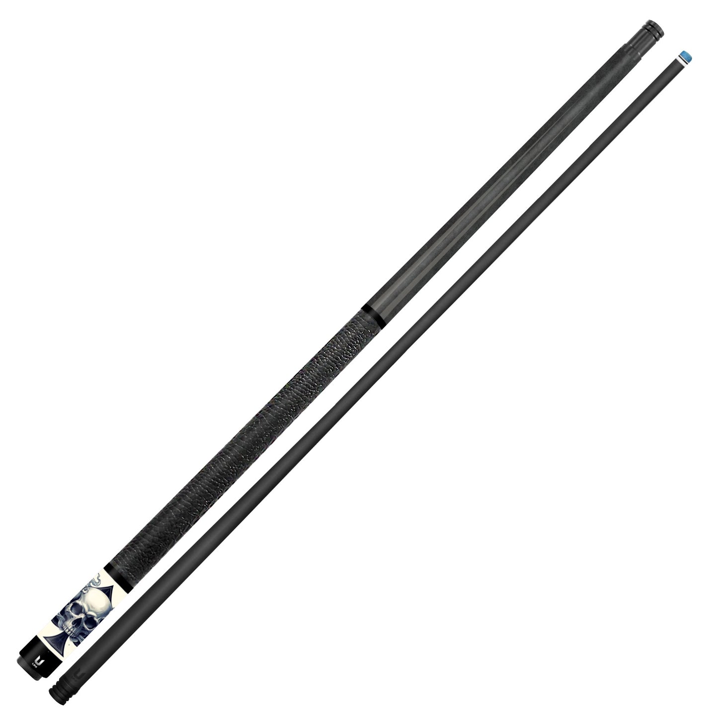 Ace of Spades Smoking Skull Carbon Fiber Pool Cue - Casino Art Dominance Stick