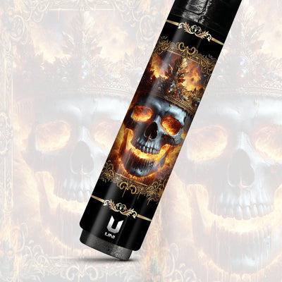 Uni Skull Carbon Fiber Pool Cue | Crowned Emperor Gold Fire Art