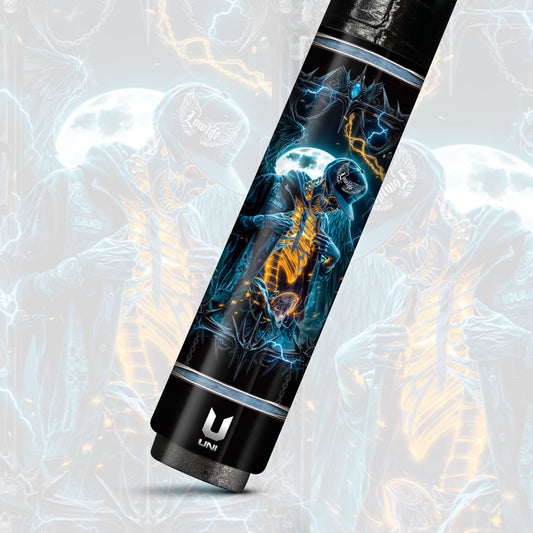 Neon Angel Biker Carbon Fiber Pool Cue - Electric Streetwear Wings Art Stick