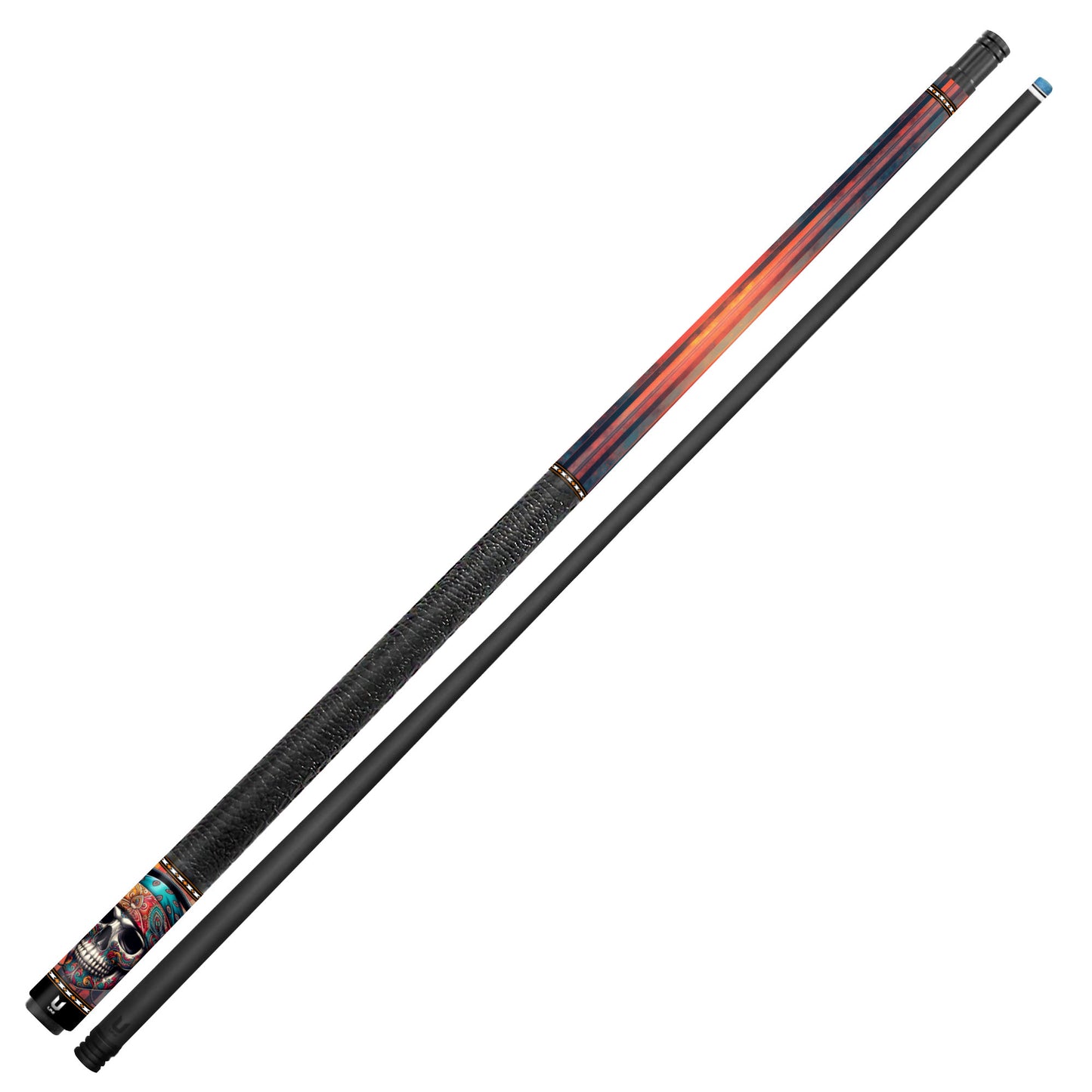"Day of the Dead" Skull Tattoo Carbon Fiber Pool Cue - Calavera Street Art Performance Stick
