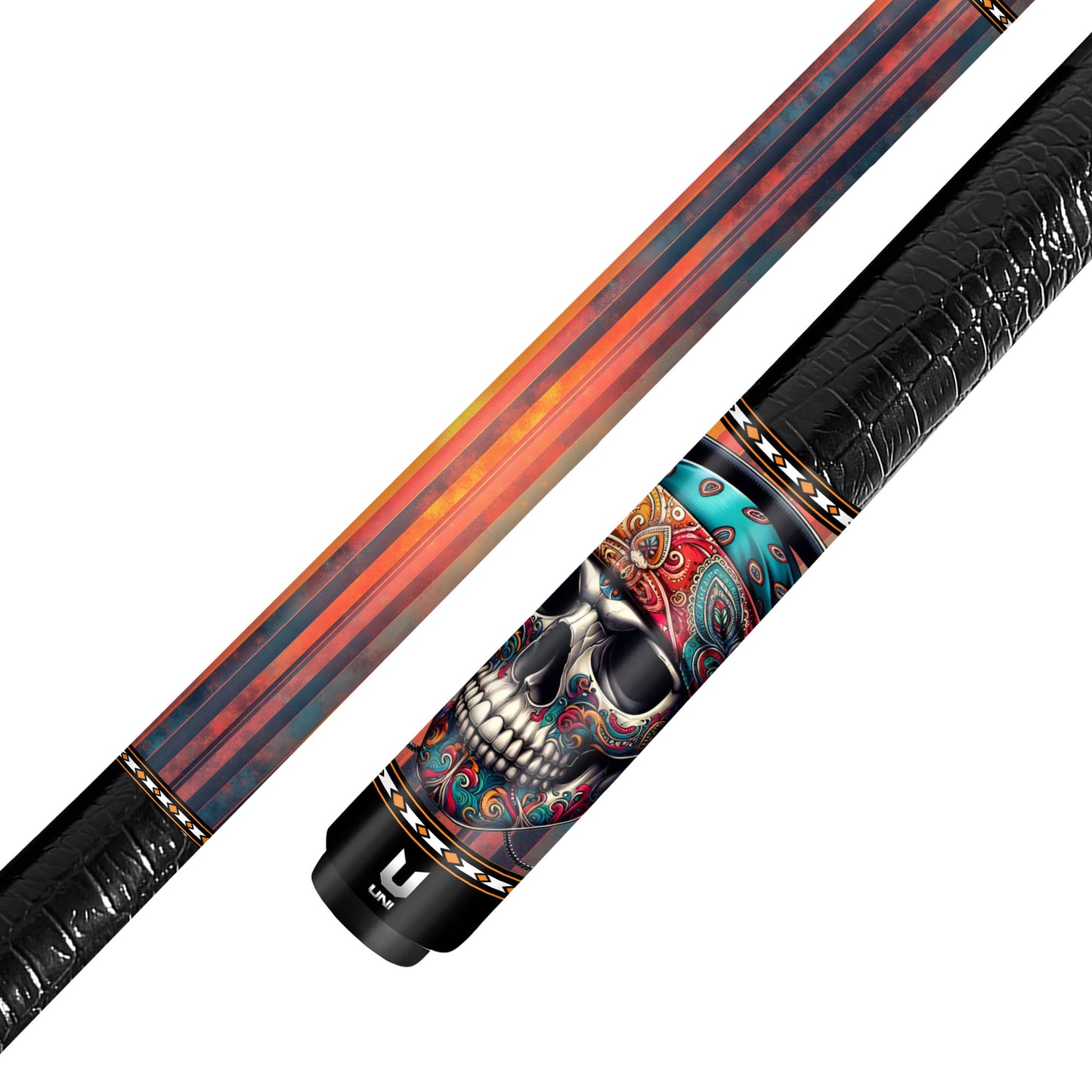 "Day of the Dead" Skull Tattoo Carbon Fiber Pool Cue - Calavera Street Art Performance Stick
