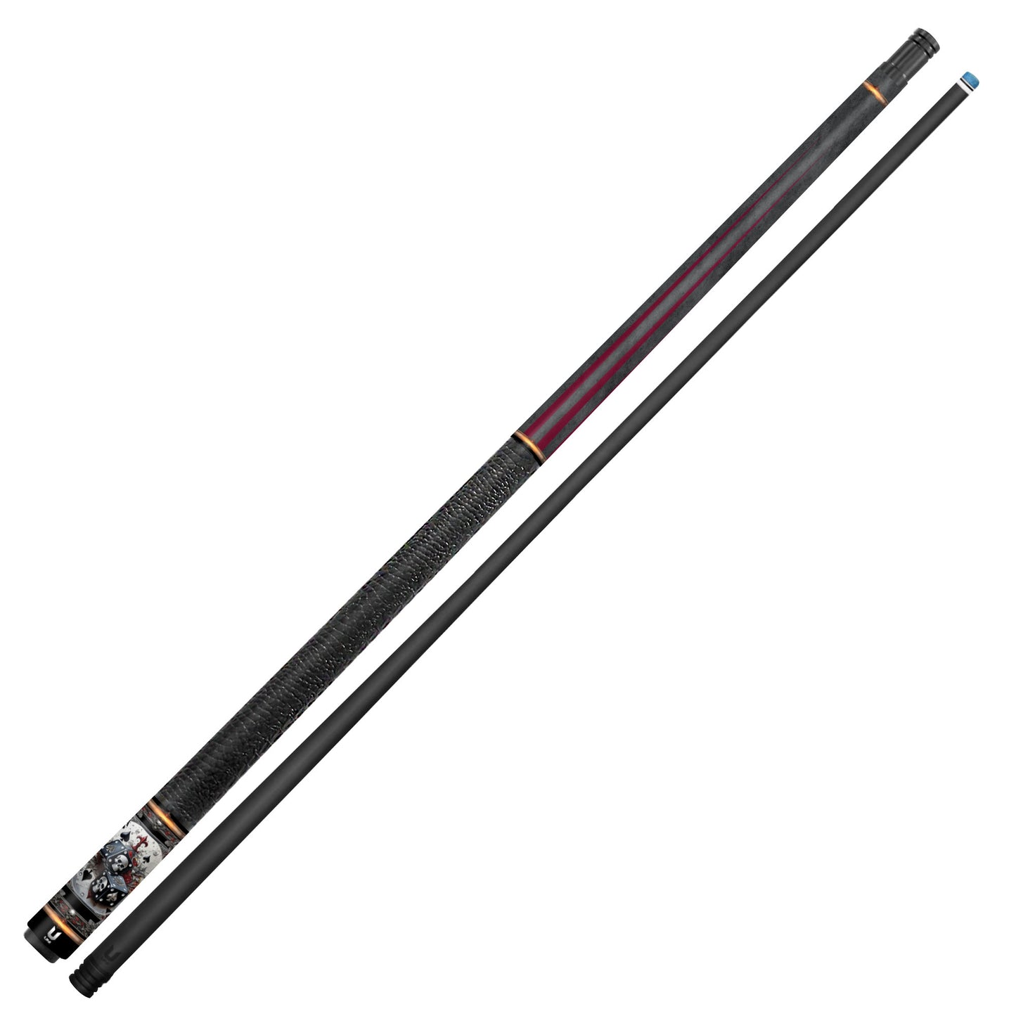 Gothic Casino Dice Skull Carbon Fiber Pool Cue - High Roller Spades Art Stick