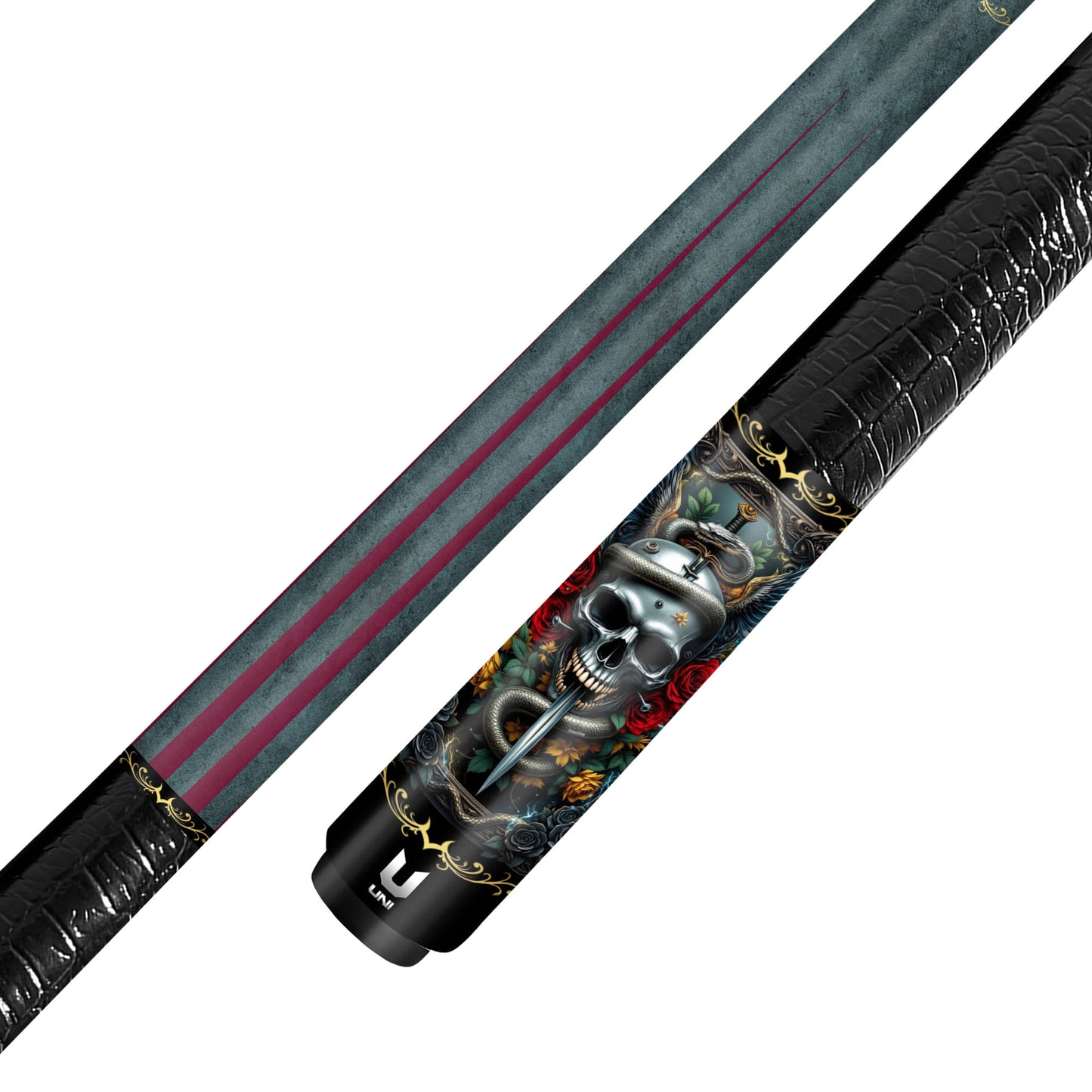 Serpent Blade Mystic Skull Carbon Fiber Pool Cue - Gothic Wings Sword Art Stick