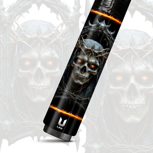 Crown of Thorns Mystic Skull Carbon Fiber Pool Cue - Gothic Doom Shroud Art Stick