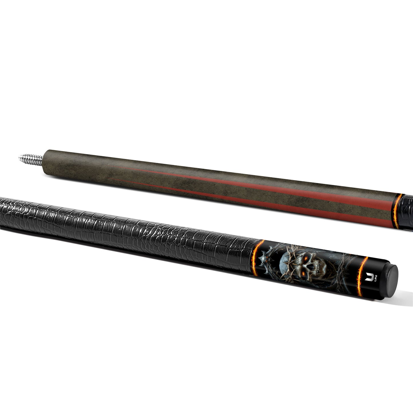 Crown of Thorns Mystic Skull Carbon Fiber Pool Cue - Gothic Doom Shroud Art Stick