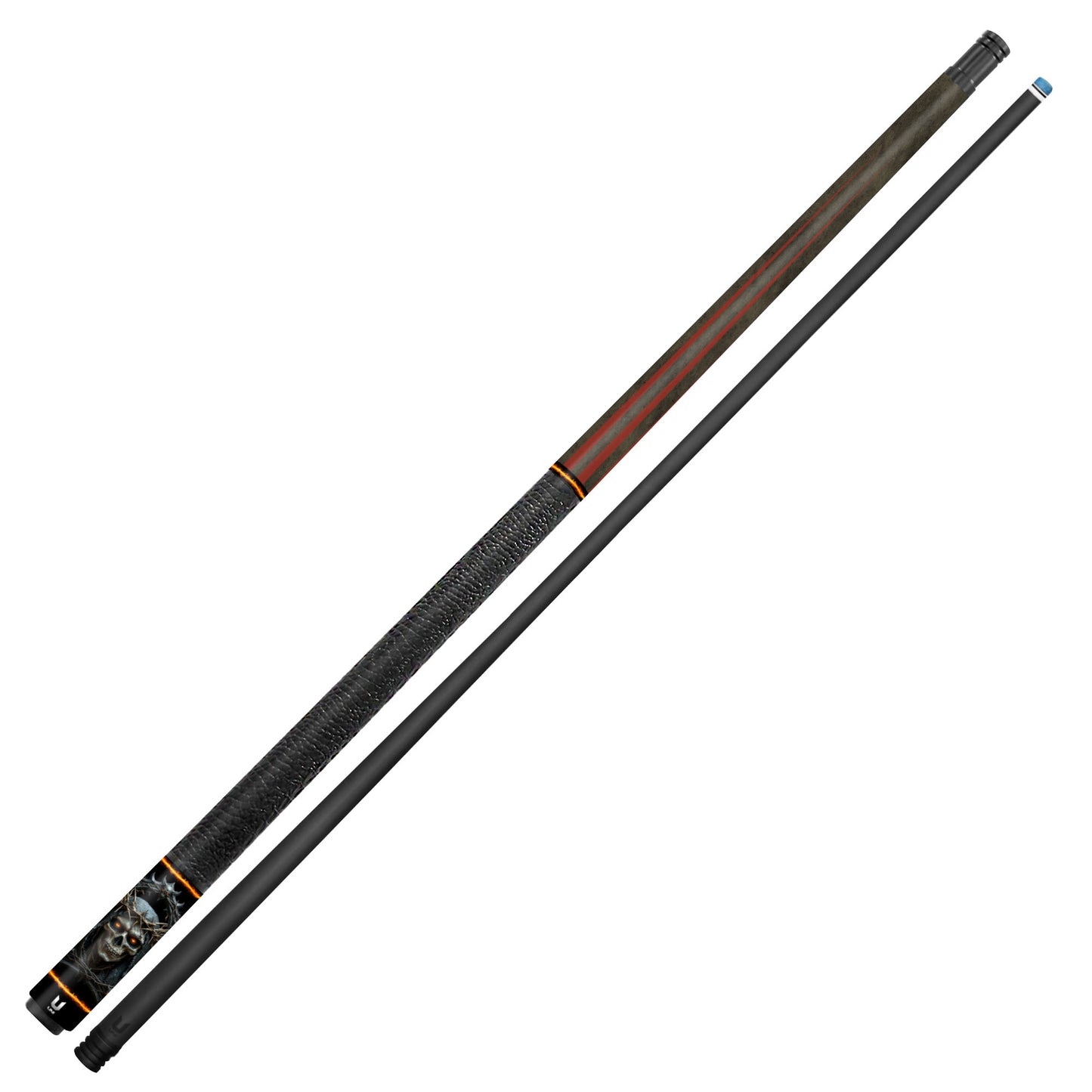 Crown of Thorns Mystic Skull Carbon Fiber Pool Cue - Gothic Doom Shroud Art Stick