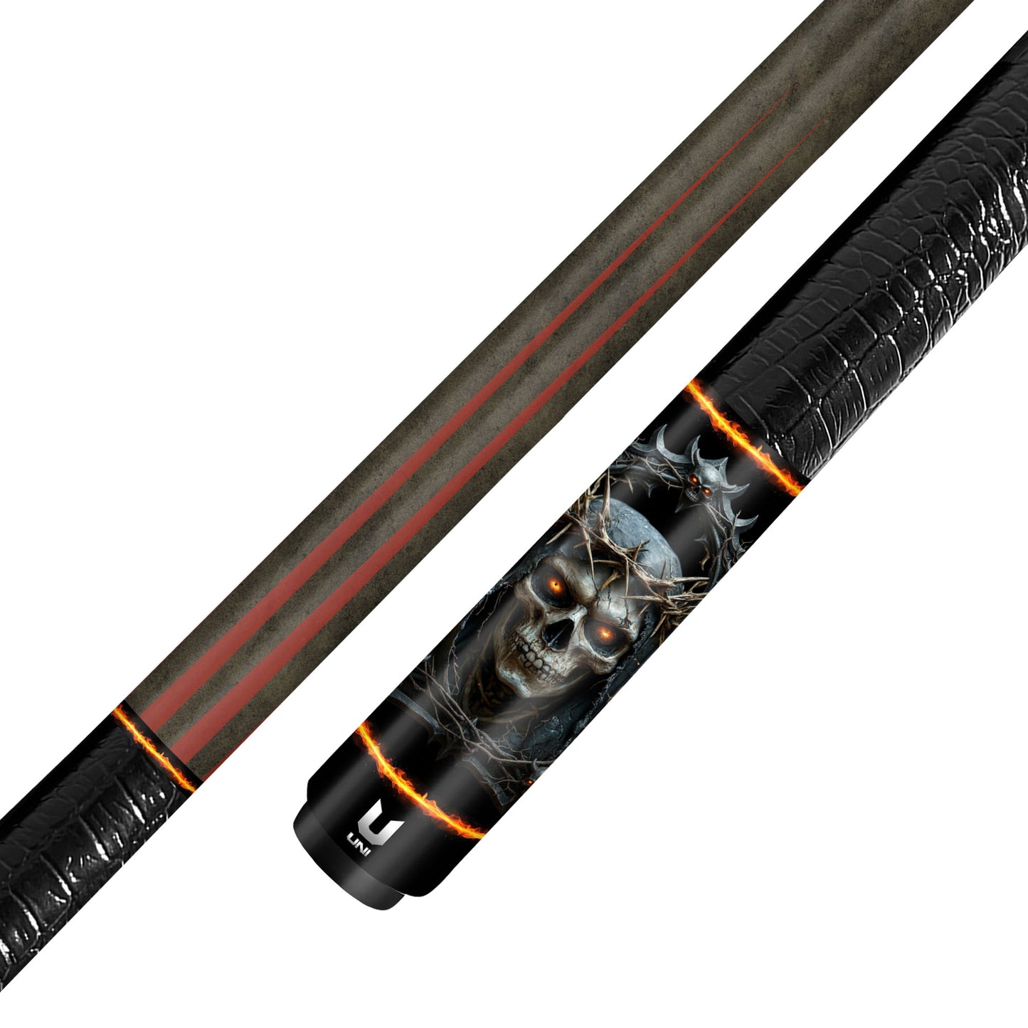 Crown of Thorns Mystic Skull Carbon Fiber Pool Cue - Gothic Doom Shroud Art Stick