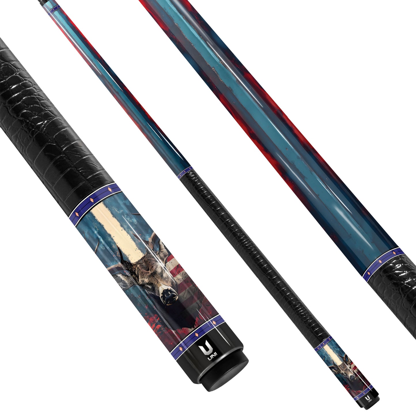 "Majestic Buck" Carbon Fiber Pool Cue – USA Wildlife Edition | Professional Instinct Performance Stick