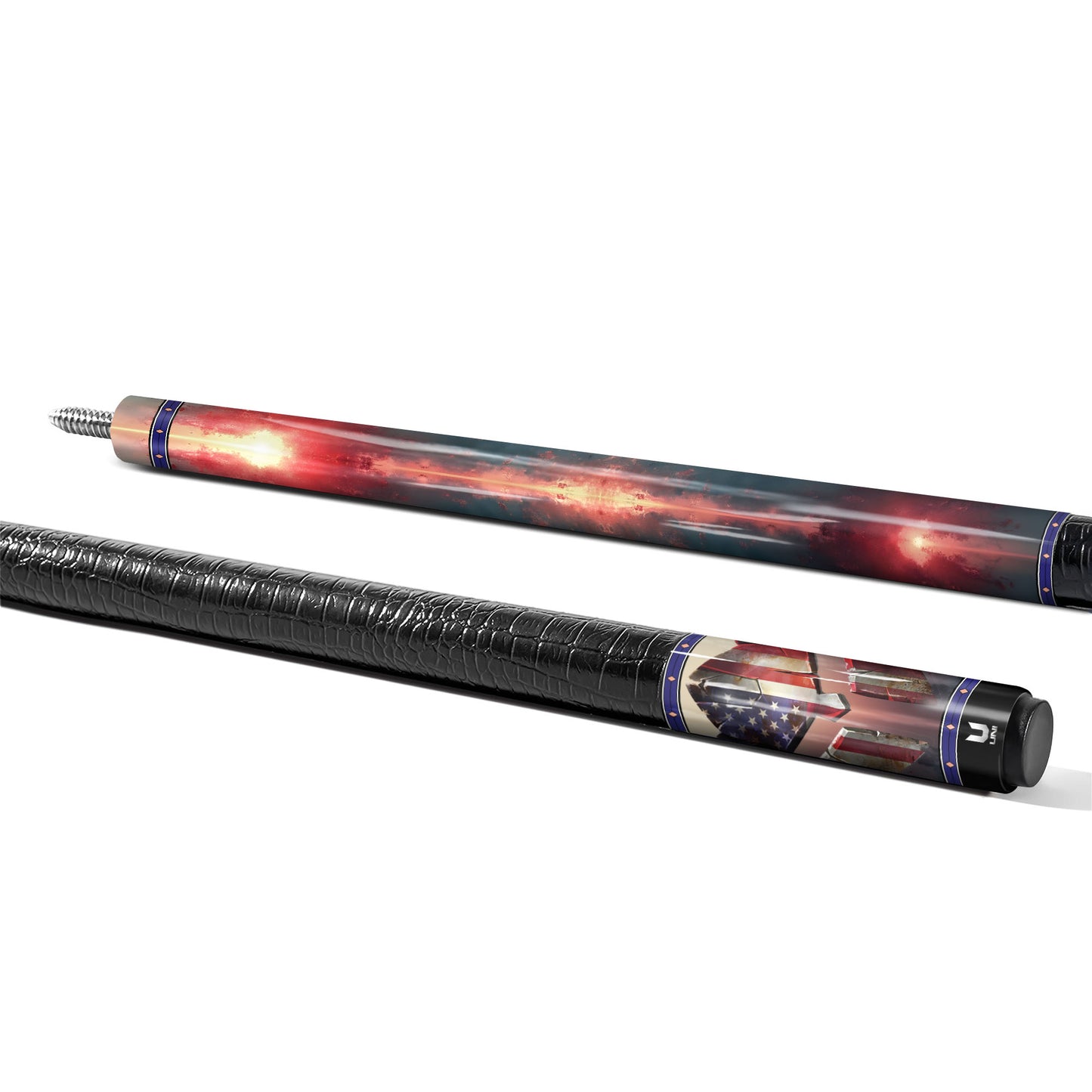 "Spartan Patriot" Carbon Fiber Pool Cue – Battle-Worn Helmet Edition | Warrior Spirit Performance Stick