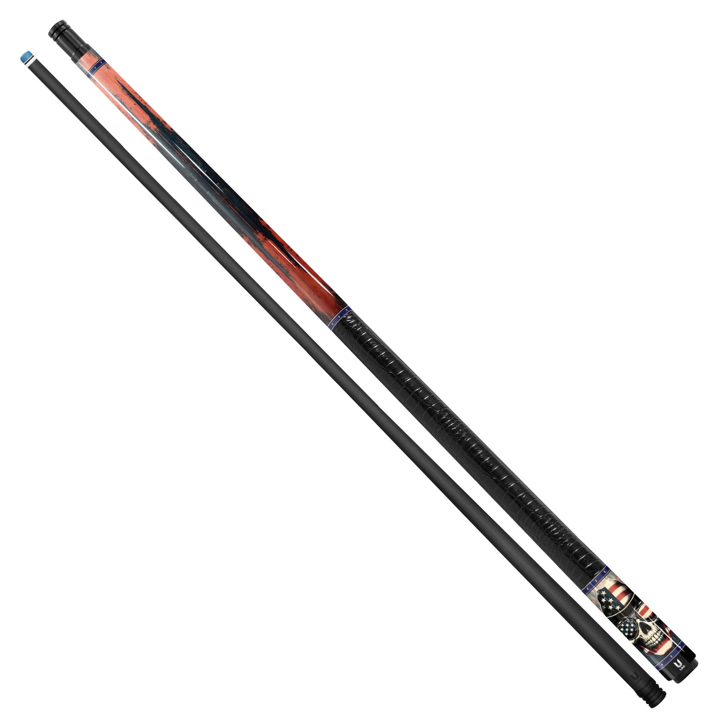 "Patriotic Cowboy" Carbon Fiber Pool Cue – Western Skull Edition | Vintage Americana Performance Stick