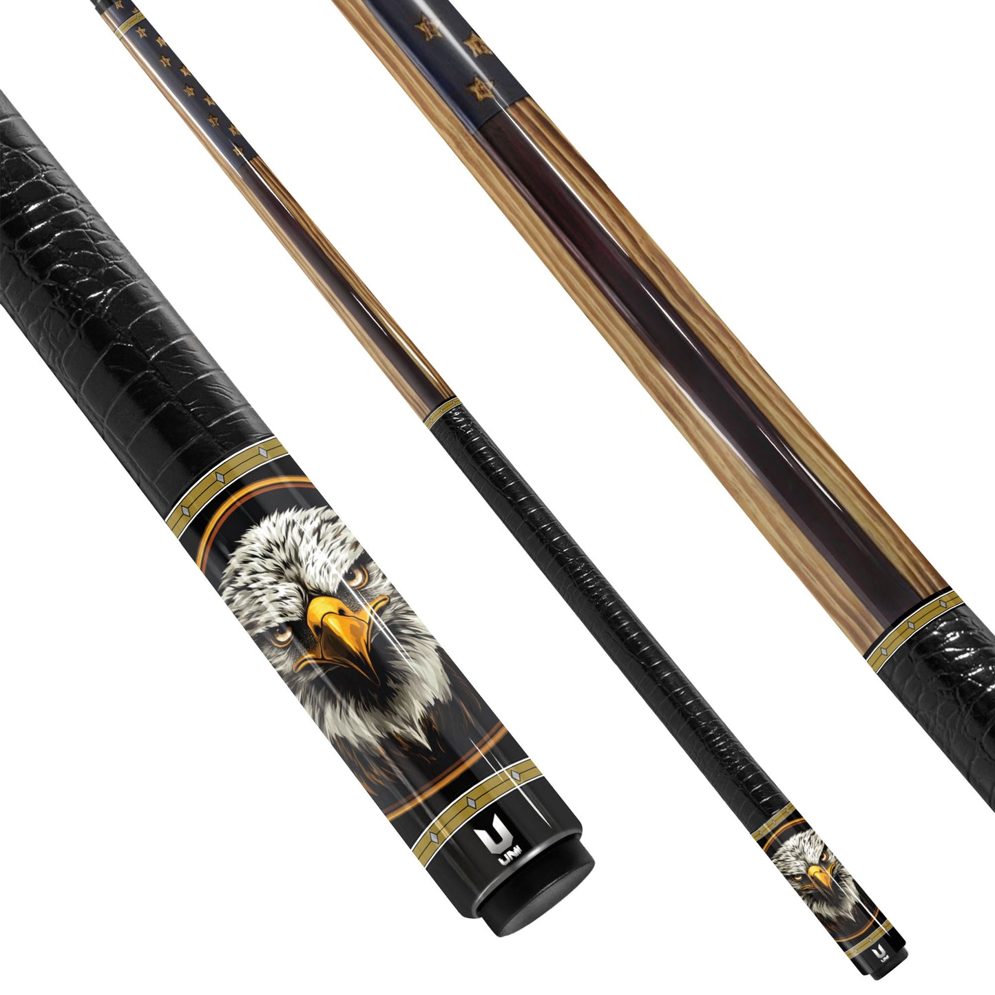 Heritage Timber Eagle Carbon Fiber Pool Cue - Faux Wood Grain Patriotic Art Stick