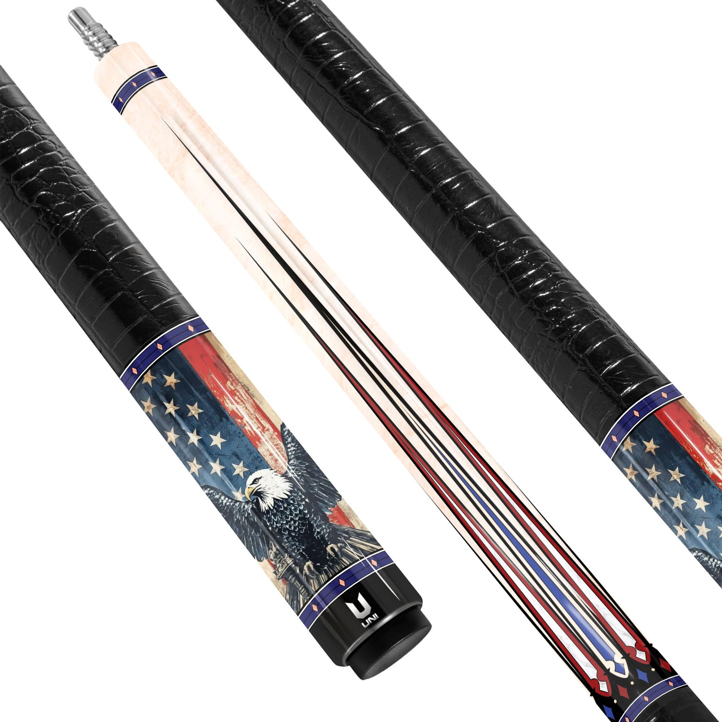 American Valor Eagle Carbon Fiber Pool Cue - Patriotic Striker Series Art Stick