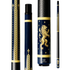 Wowcue Gold Foil Lion Glass Fiber Pool Cue | Heraldic Gold Lion on Navy Theme