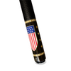Wowcue American Flag Glass Fiber Pool Cue | Brass Inlay Shield on Ebony Points Theme