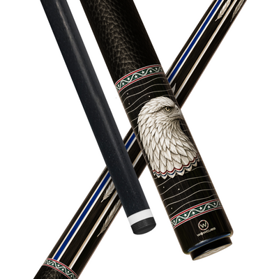 Wowcue Bald Eagle Glass Fiber Pool Cue | Silver Eagle Heads on Ebony Theme