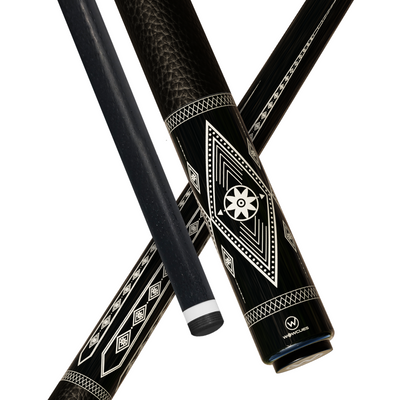 Wowcue Black & Cream Diamond Glass Fiber Pool Cue | Geometric Tribal Design