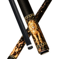 Wowcue Gold Foil Lion Glass Fiber Pool Cue | Golden Lion on Black Gold Flakes Theme